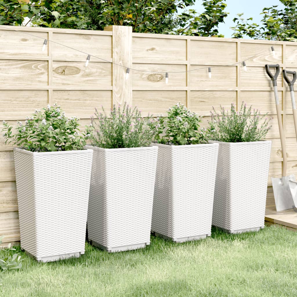 vidaXL Jardinières 4 pcs blanc 32,5x32,5x57 cm polypropylène