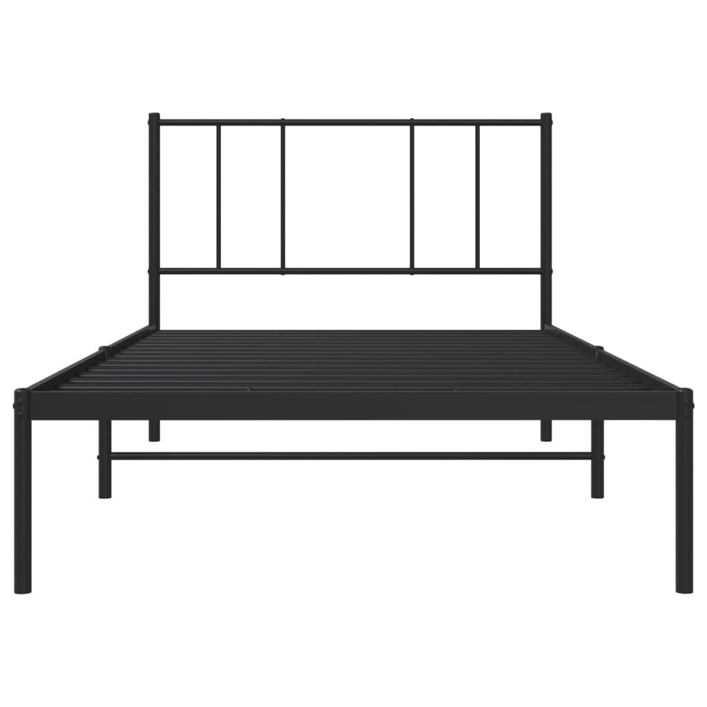 vidaXL Cadre de lit métal sans matelas avec tête de lit noir 75x190 cm