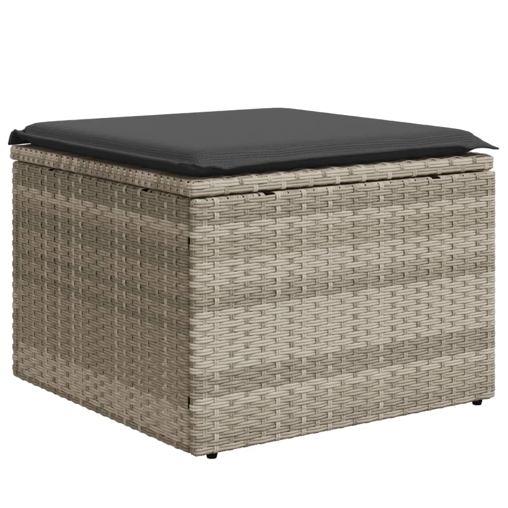 vidaXL Tabouret de jardin coussin gris clair 55x55x37cm résine tressée