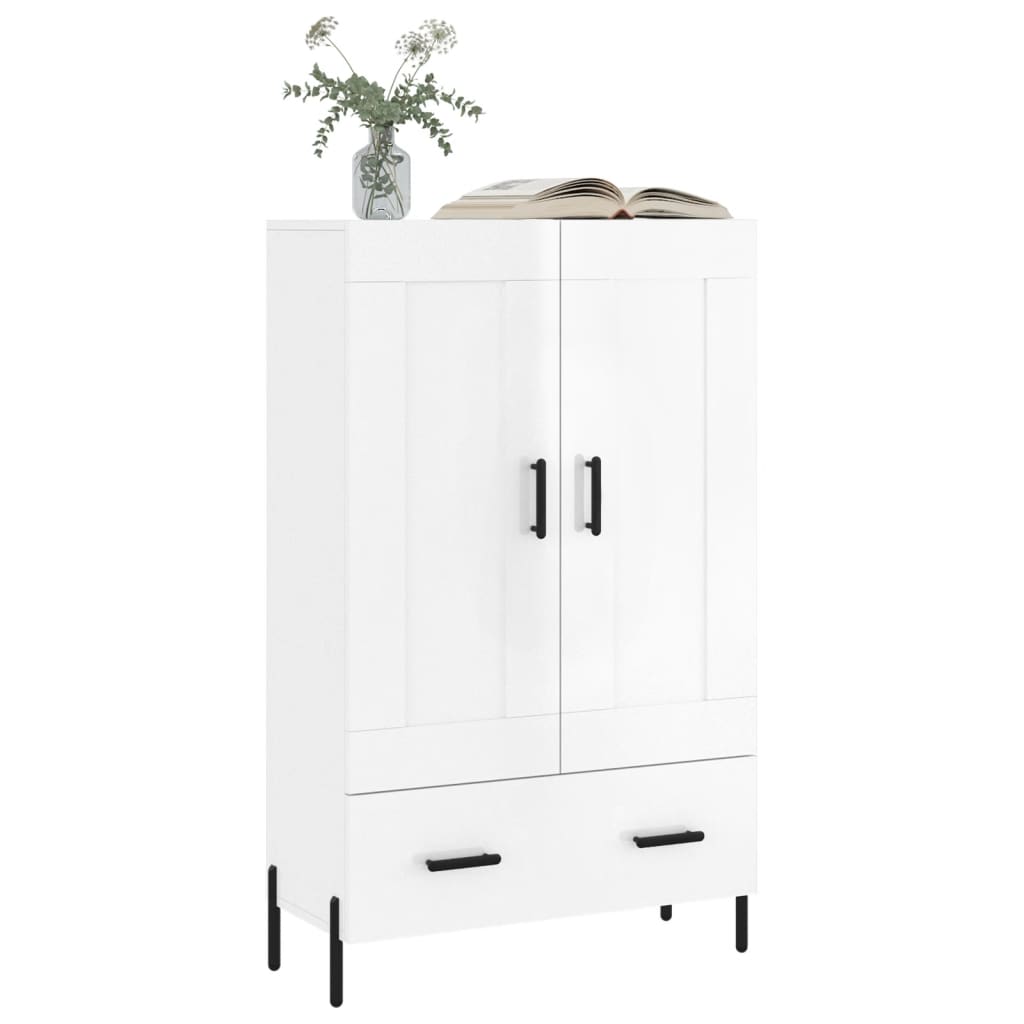 vidaXL Buffet haut blanc brillant 69,5x31x115 cm bois d'ingénierie