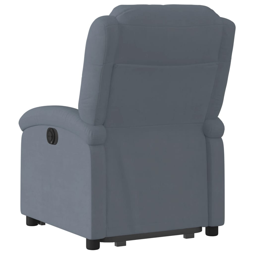 vidaXL Fauteuil inclinable électrique gris foncé velours