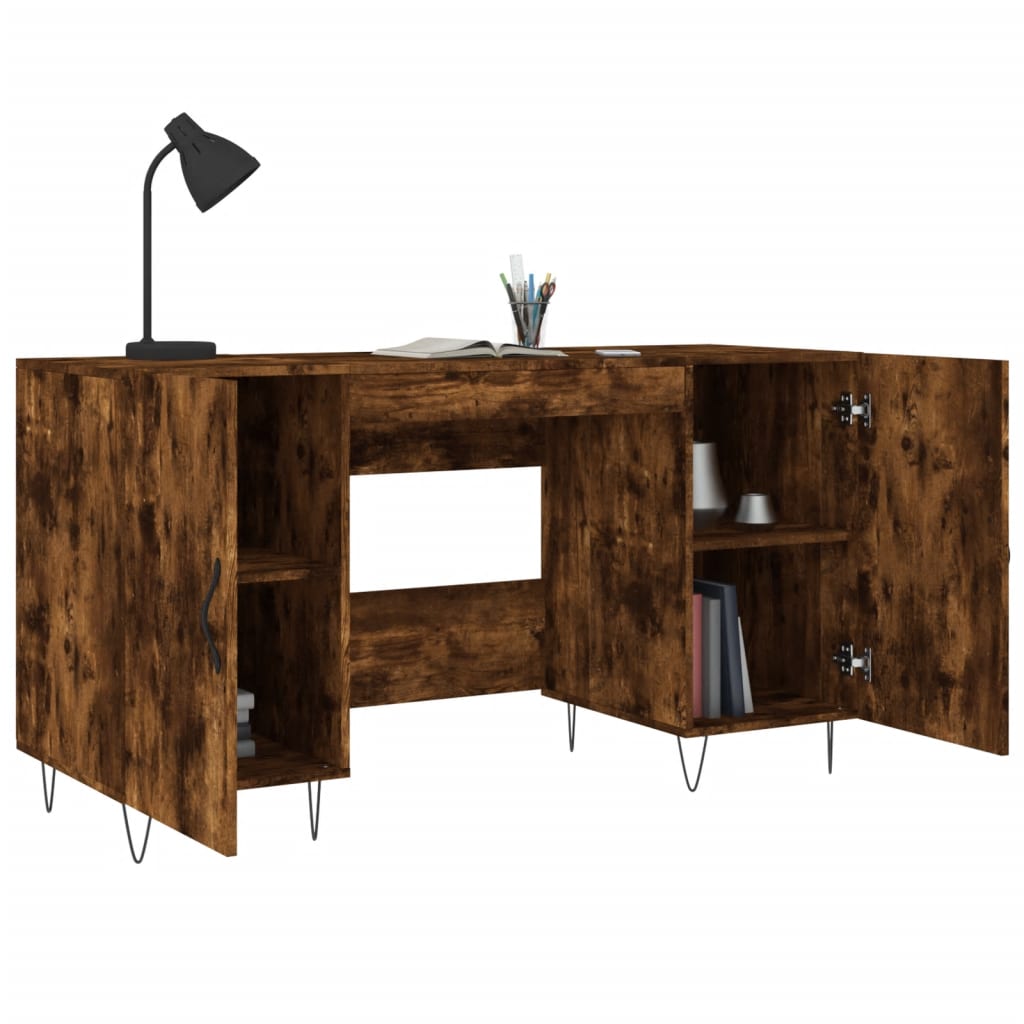 vidaXL Bureau chêne fumé 140x50x75 cm bois d'ingénierie