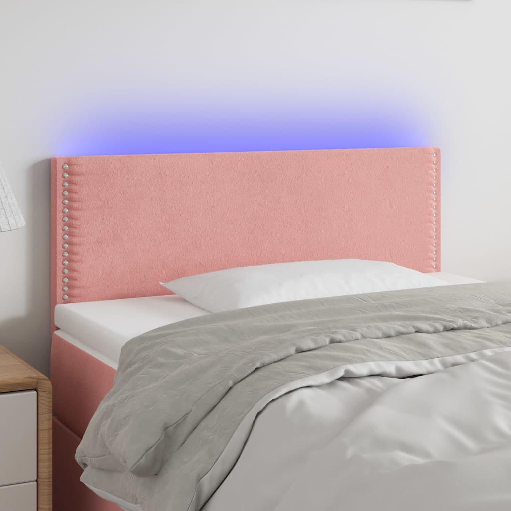 vidaXL Tête de lit à LED Rose 80x5x78/88 cm Velours