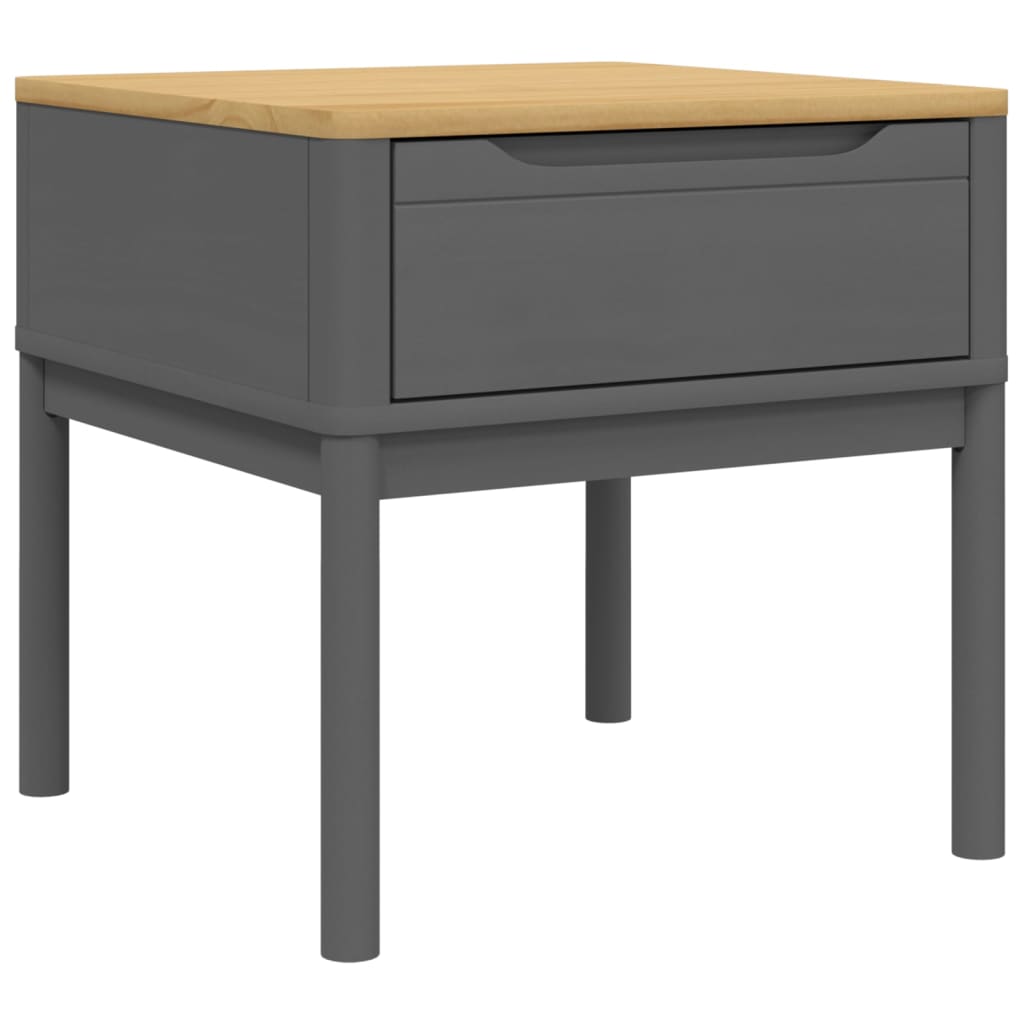 vidaXL Table de chevet FLORO gris 55x55x54 cm bois de pin massif