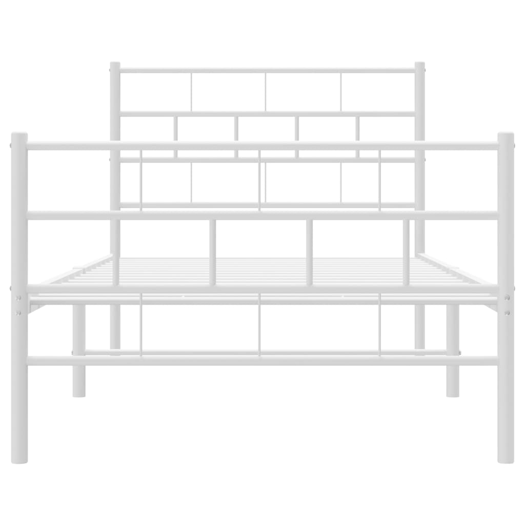 vidaXL Cadre de lit métal sans matelas avec pied de lit blanc 90x190cm