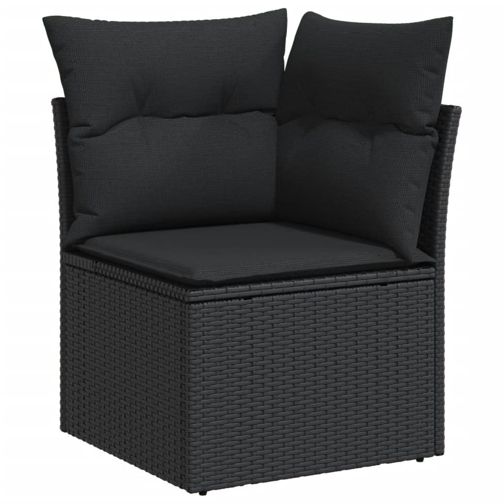 vidaXL Salon de jardin 4 pcs avec coussins noir résine tressée