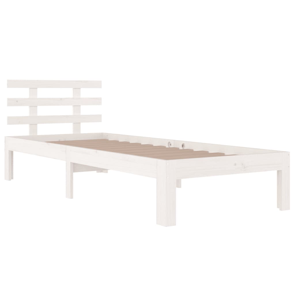 vidaXL Cadre de lit Blanc Bois massif 75x190 cm Petit simple