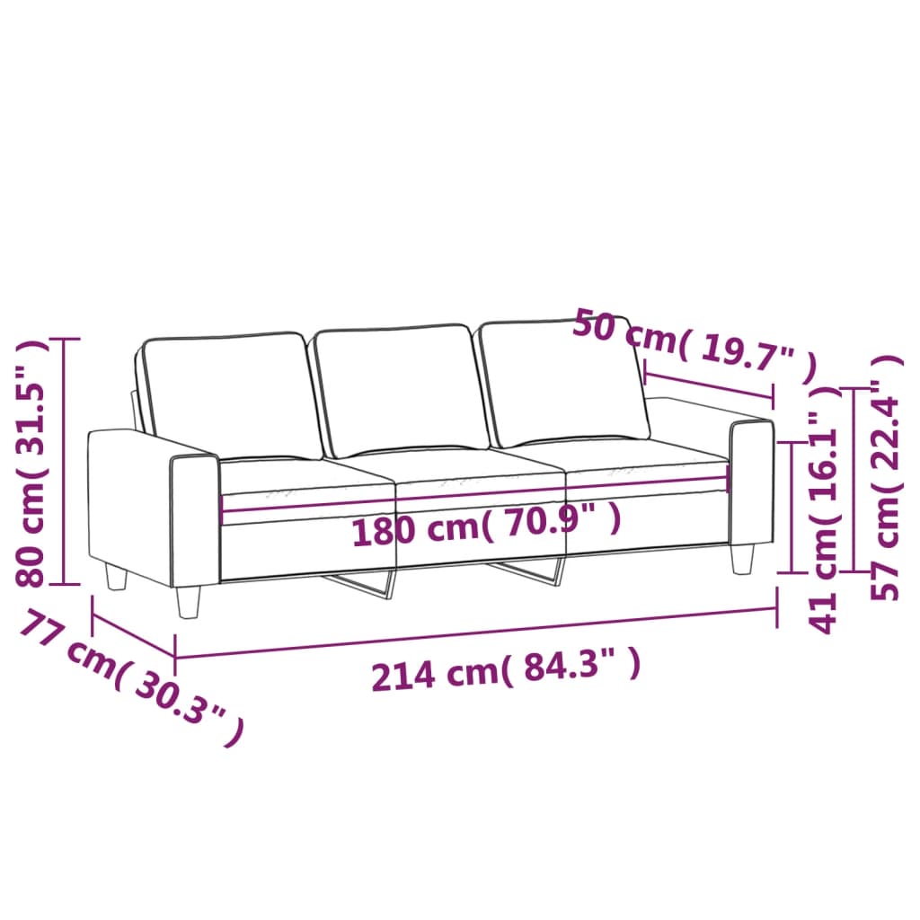 vidaXL Canapé à 3 places Jaune clair 180 cm Tissu