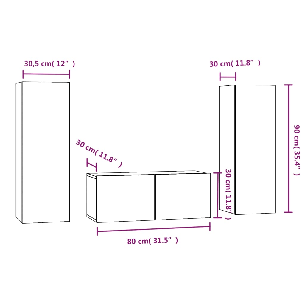 vidaXL Ensemble de meubles TV 3 pcs Chêne marron Bois d'ingénierie