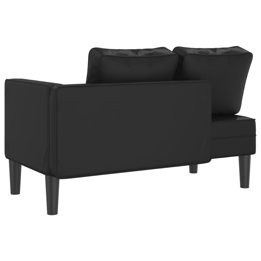 vidaXL Chaise longue avec coussins noir similicuir