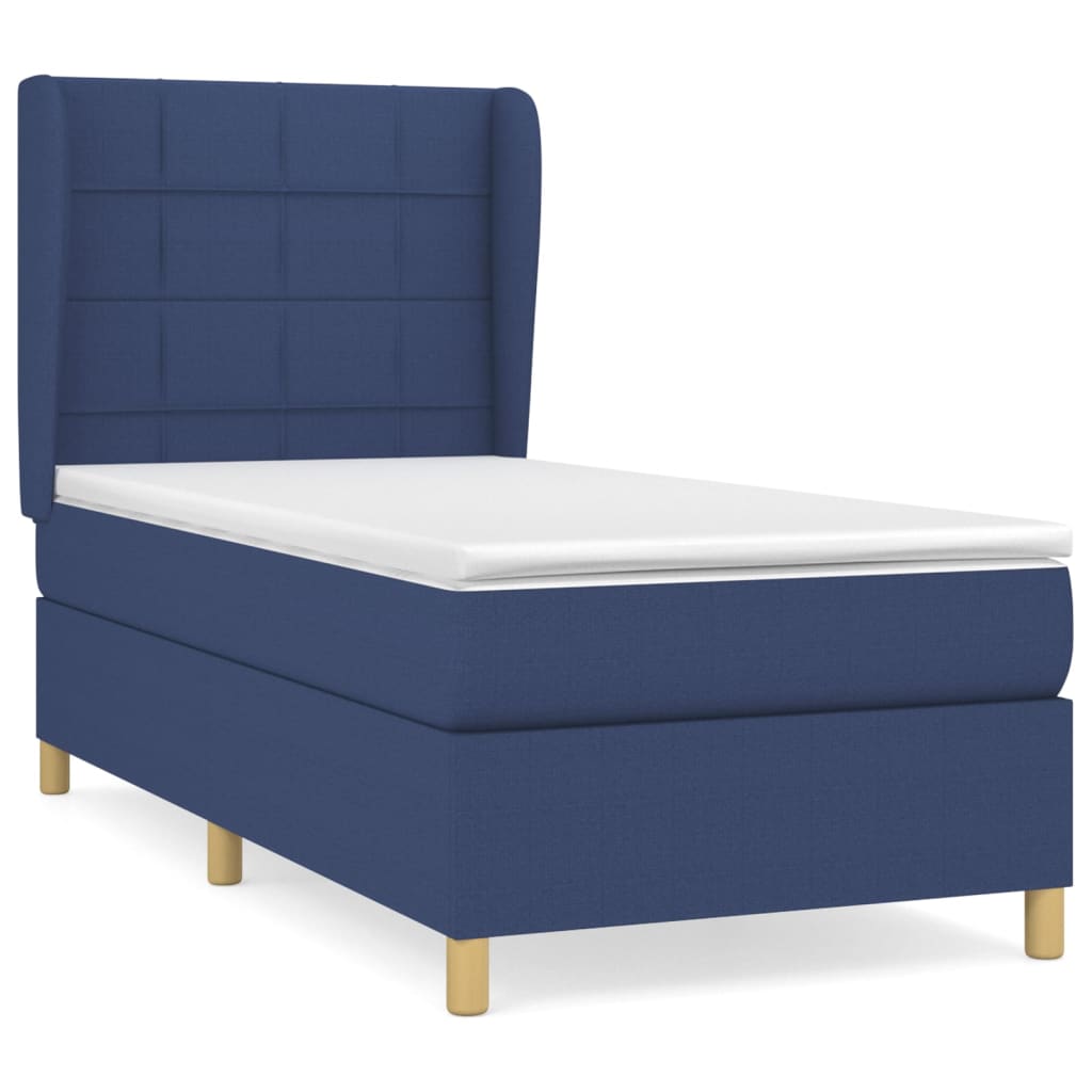 vidaXL Sommier à lattes de lit avec matelas Bleu 100x200 cm Tissu