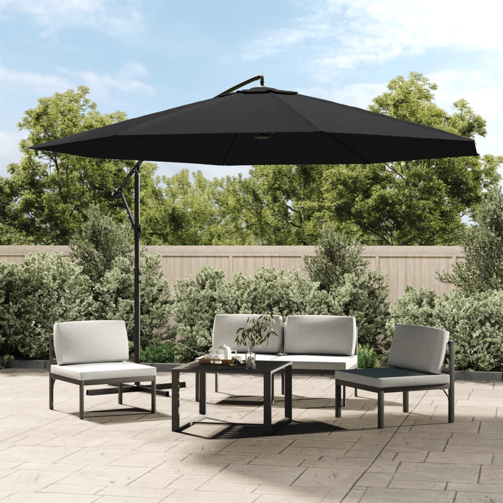 vidaXL Parasol de jardin en porte-à-faux avec mât en aluminium noir