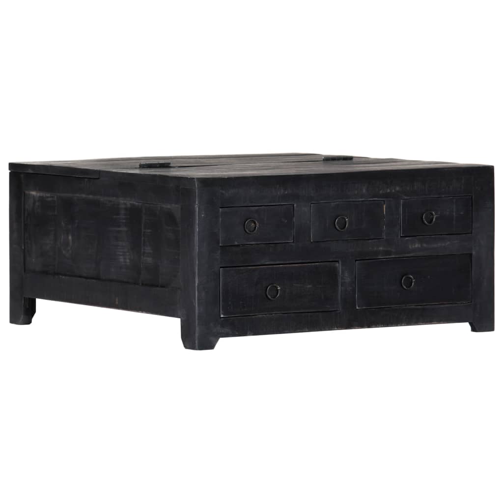 vidaXL Table basse Noir 65x65x30 cm Bois de manguier massif