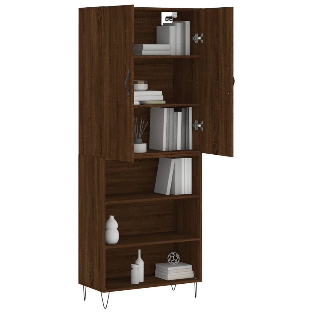 vidaXL Buffet haut Chêne marron 69,5x34x180 cm Bois d'ingénierie