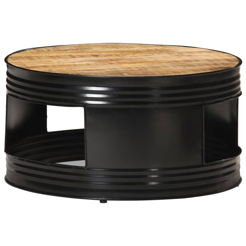 vidaXL Table basse Noir 68x68x36 cm Bois massif de manguier brut