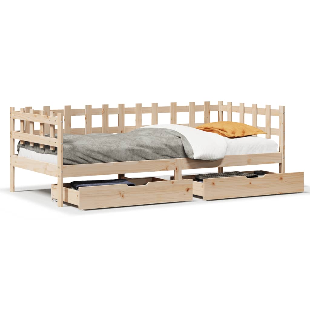 vidaXL Lit de jour avec tiroirs sans matelas 90x200 cm bois massif