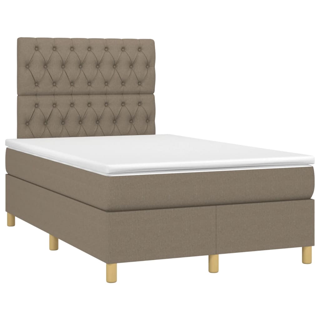 vidaXL Sommier à lattes de lit matelas et LED taupe 120x190 cm tissu