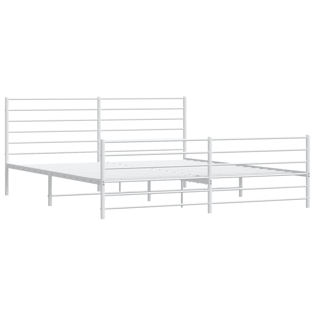 vidaXL Cadre de lit métal sans matelas et pied de lit blanc 200x200 cm