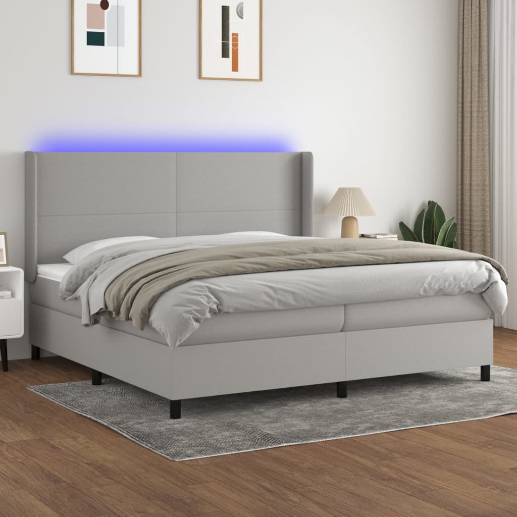 vidaXL Sommier à lattes de lit matelas LED Gris clair 200x200 cm Tissu