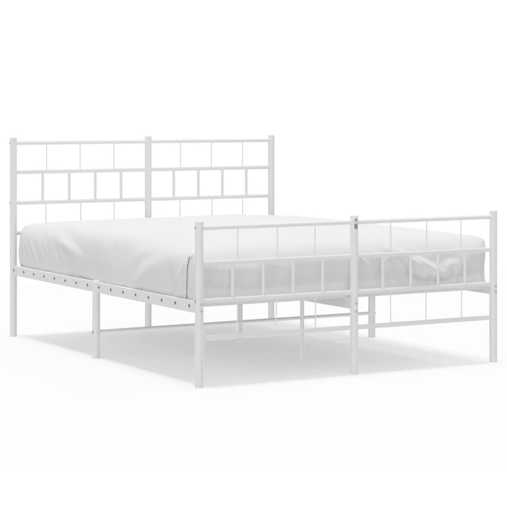 vidaXL Cadre de lit métal sans matelas et pied de lit blanc 150x200 cm