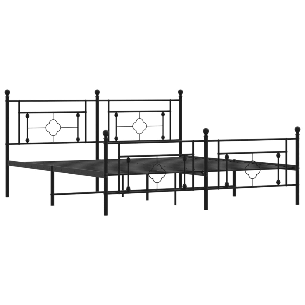 vidaXL Cadre de lit métal sans matelas avec pied de lit noir 180x200cm