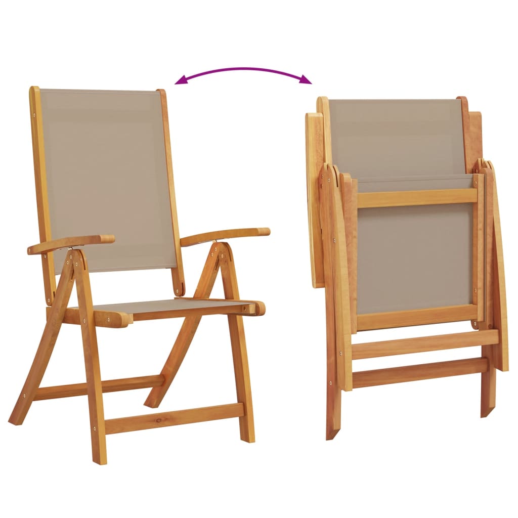 vidaXL Chaises pliables de jardin lot de 4 bois d'acacia et textilène