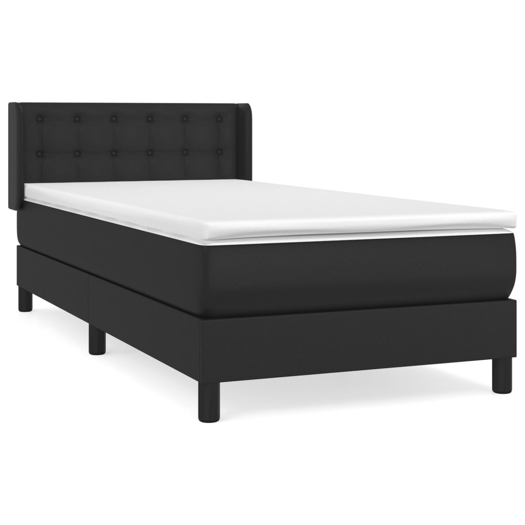 vidaXL Sommier à lattes de lit avec matelas Noir 100x200 cm Similicuir