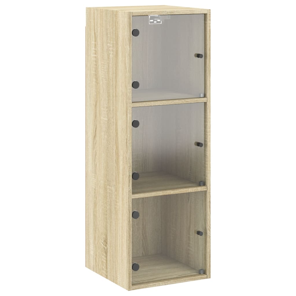 vidaXL Armoire murale avec portes en verre chêne sonoma 35x37x100 cm