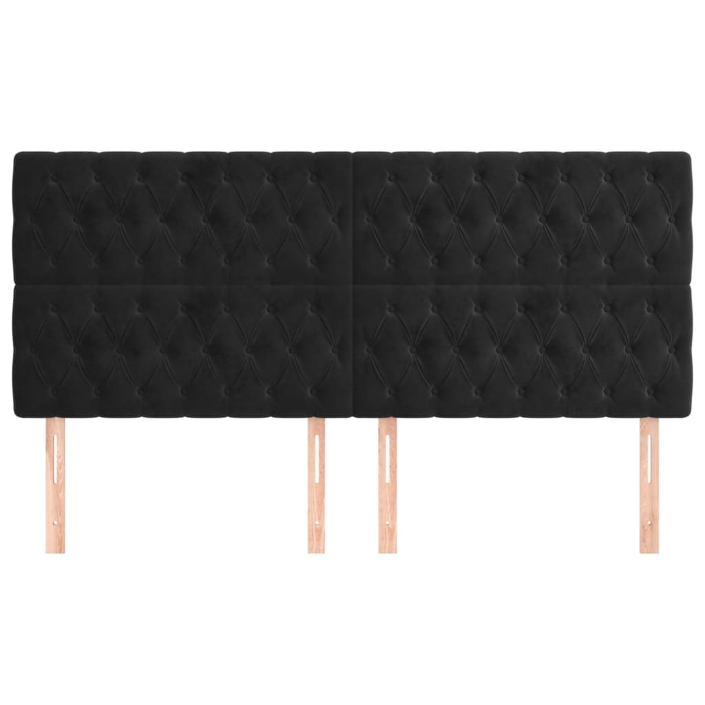 vidaXL Têtes de lit 4 pcs Noir 100x7x78/88 cm Velours