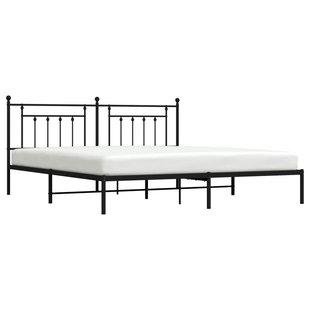 vidaXL Cadre de lit métal sans matelas avec tête de lit noir 193x203cm