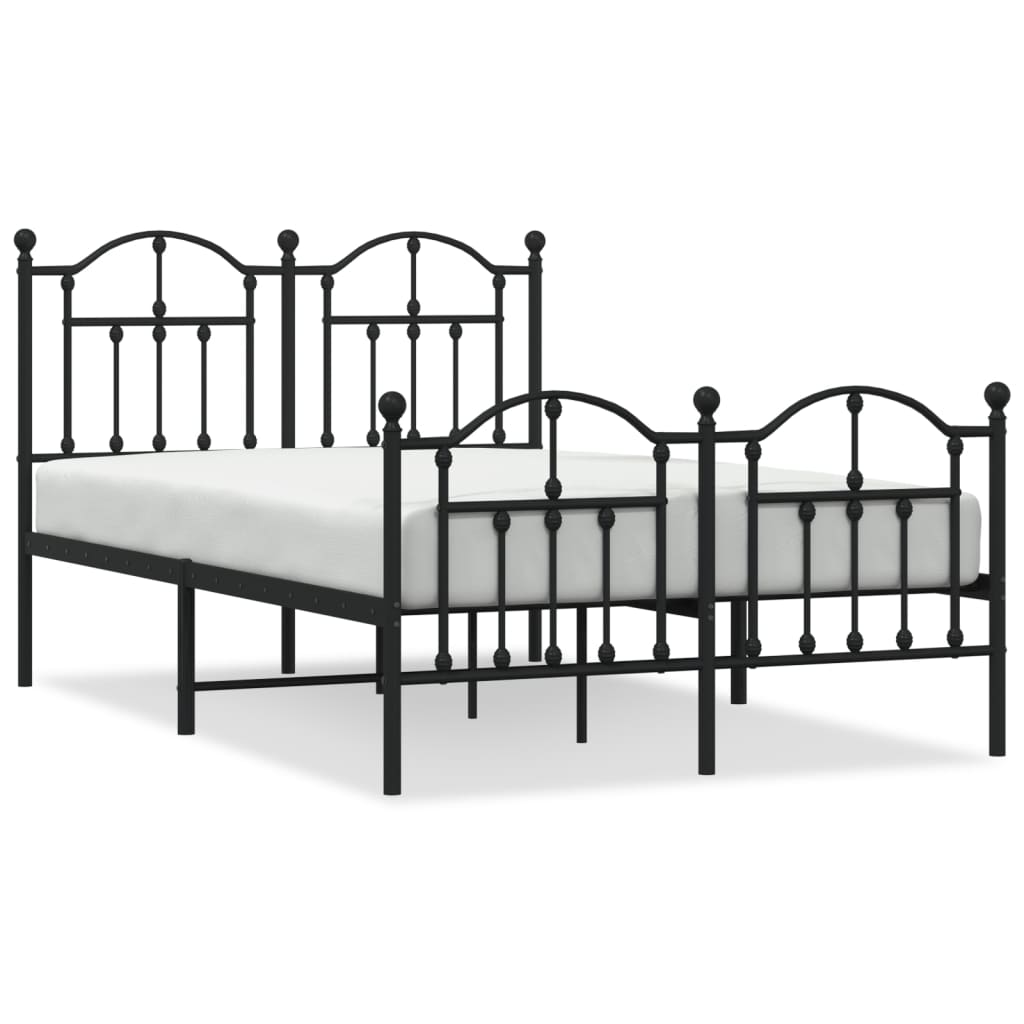 vidaXL Cadre de lit métal sans matelas avec pied de lit noir 120x190cm