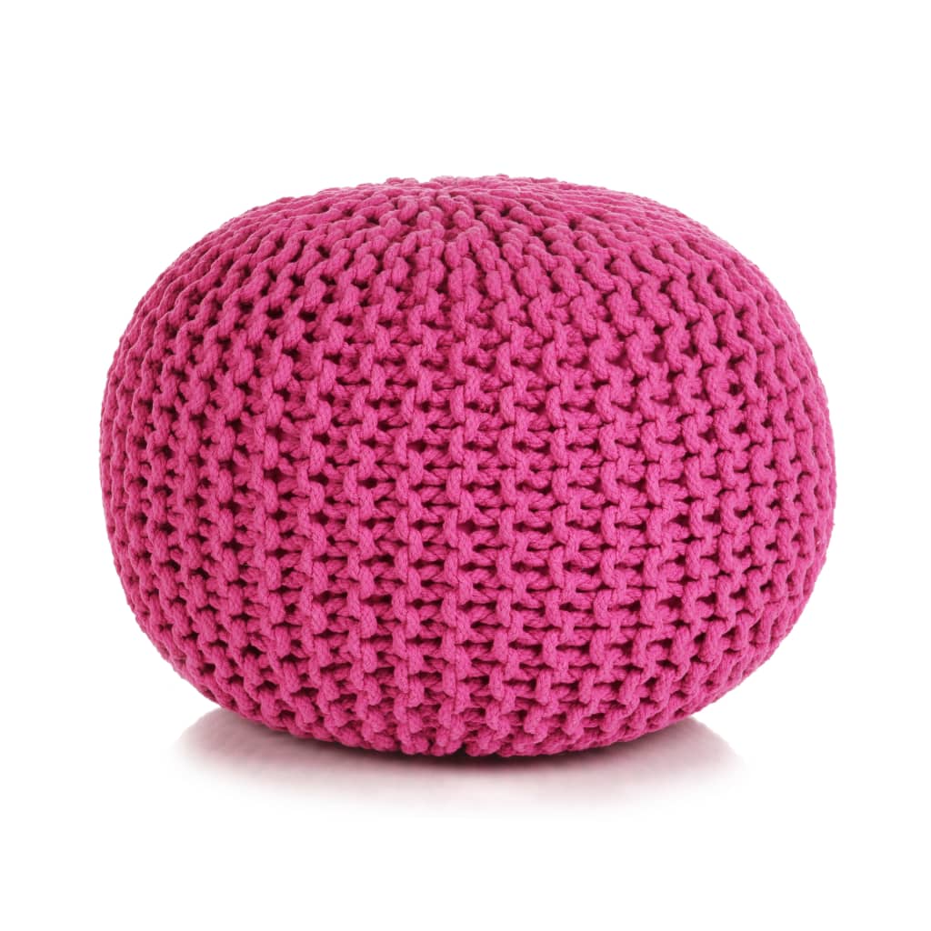 vidaXL Pouf tricoté à la main Coton 50 x 35 cm Rose