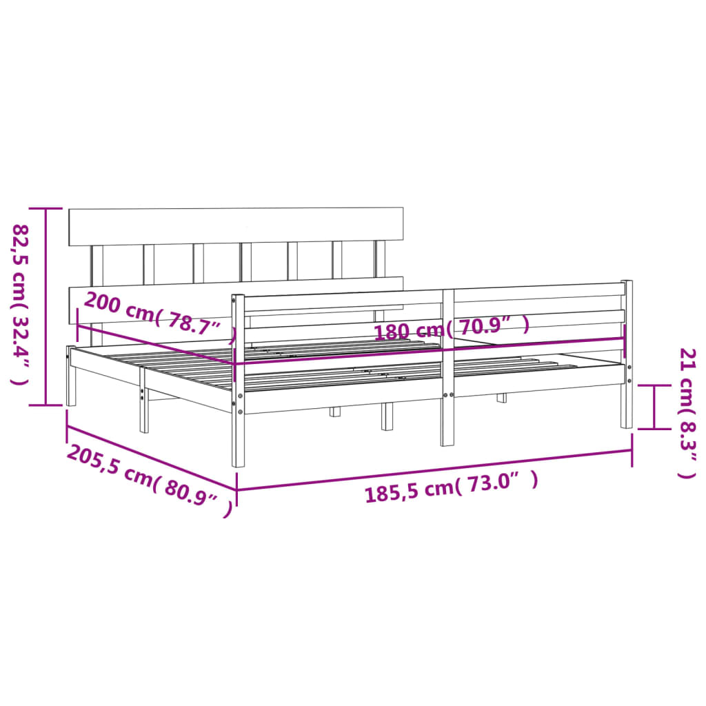 vidaXL Cadre de lit sans matelas blanc bois massif