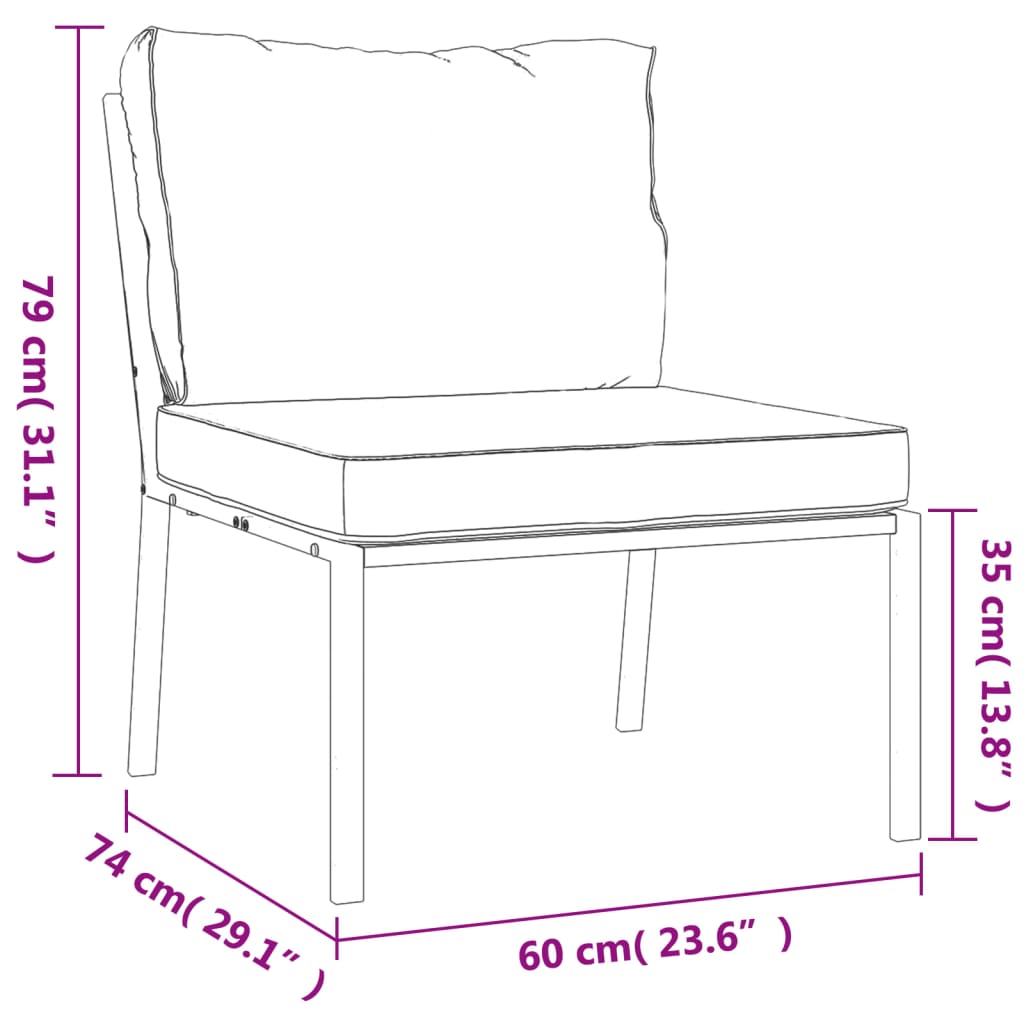 vidaXL Chaises de jardin et coussins sable lot de 2 60x74x79 cm acier