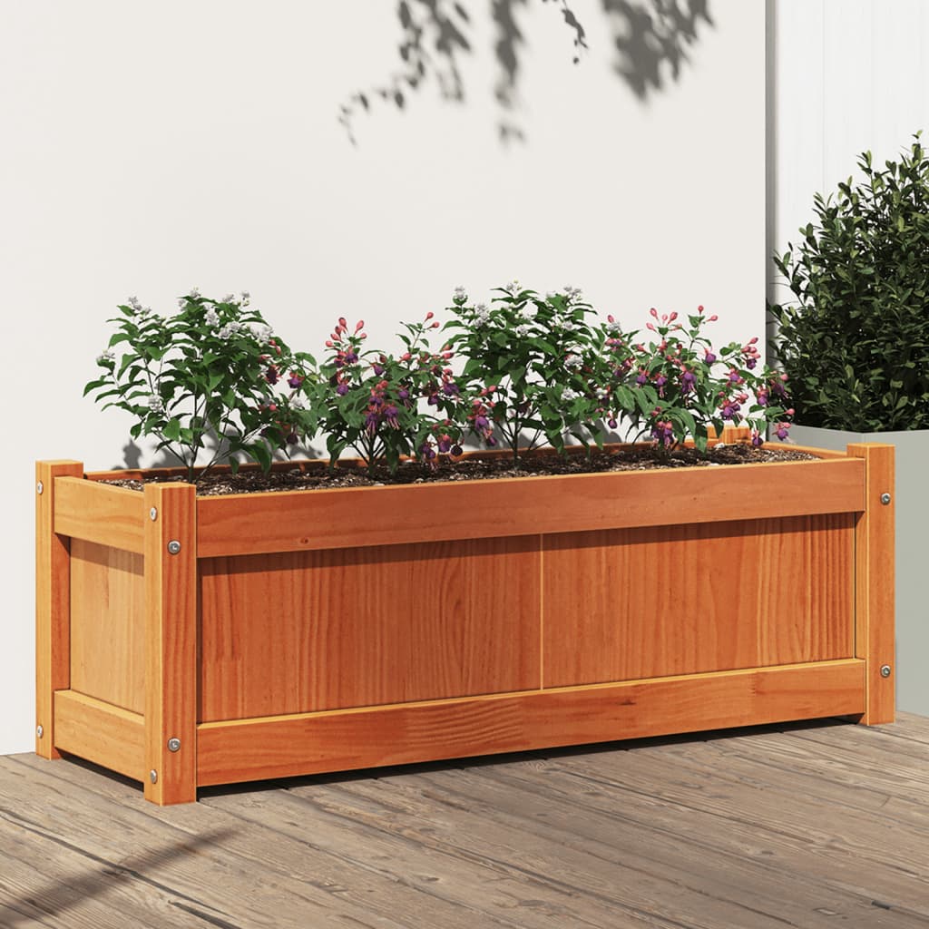 vidaXL Jardinière cire marron 90x31x31 cm bois de pin massif