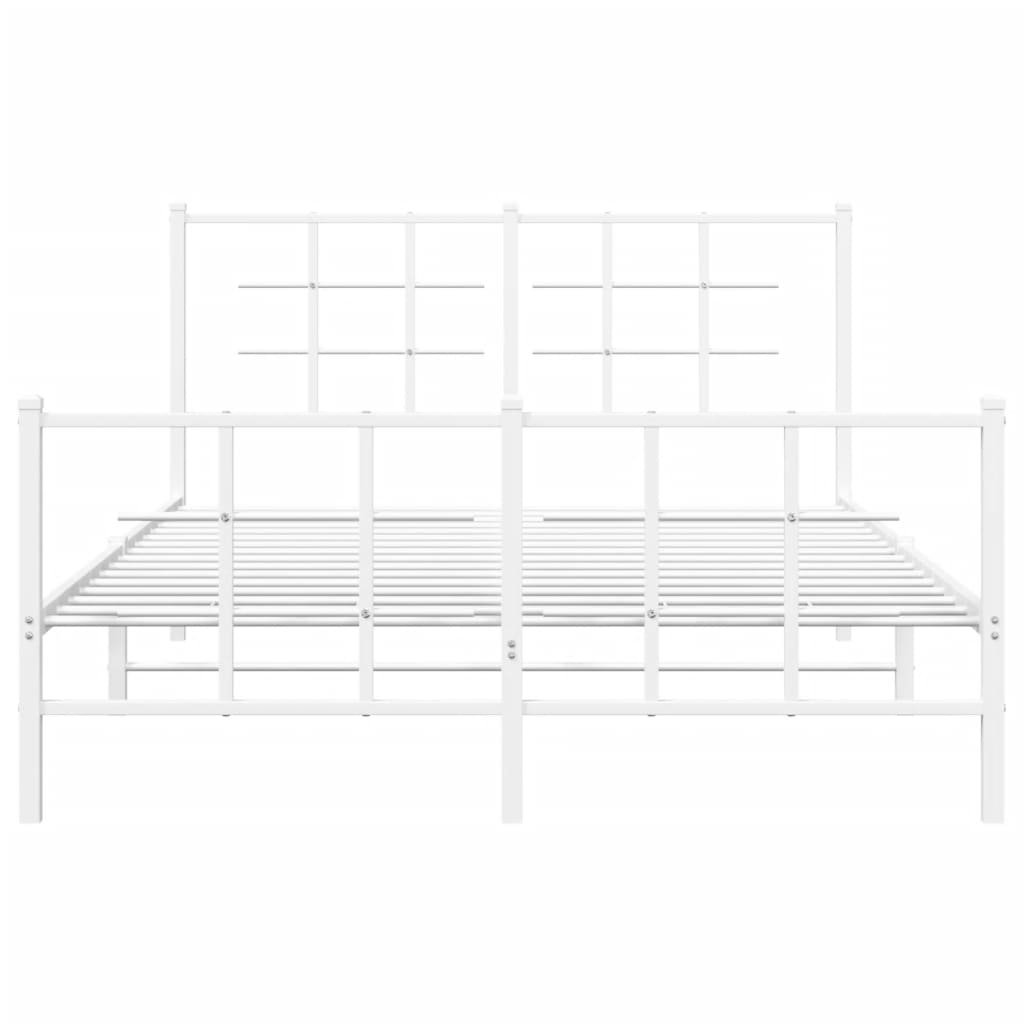 vidaXL Cadre de lit métal sans matelas et pied de lit blanc 135x190 cm