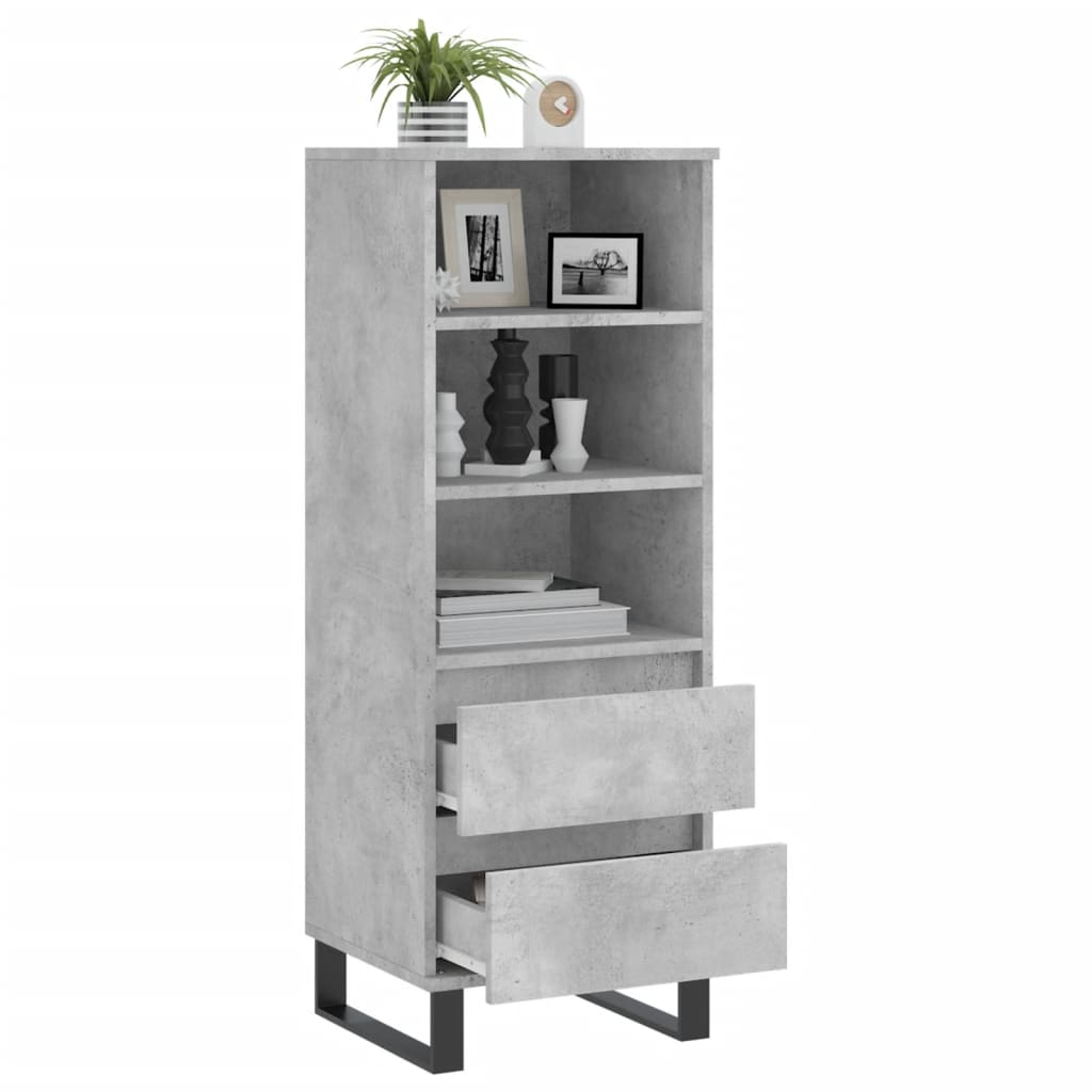 vidaXL Buffet haut Gris béton 40x36x110 cm Bois d'ingénierie