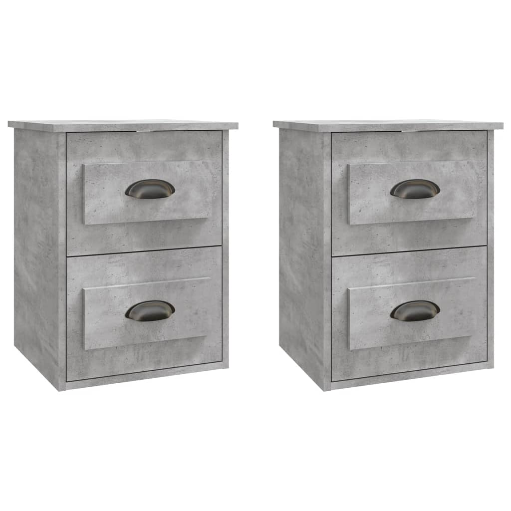 vidaXL Tables de chevet murales 2 pcs gris béton 41,5x36x53 cm