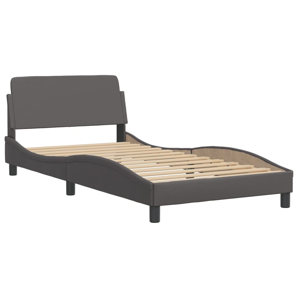 vidaXL Lit avec matelas gris 100x200 cm similicuir