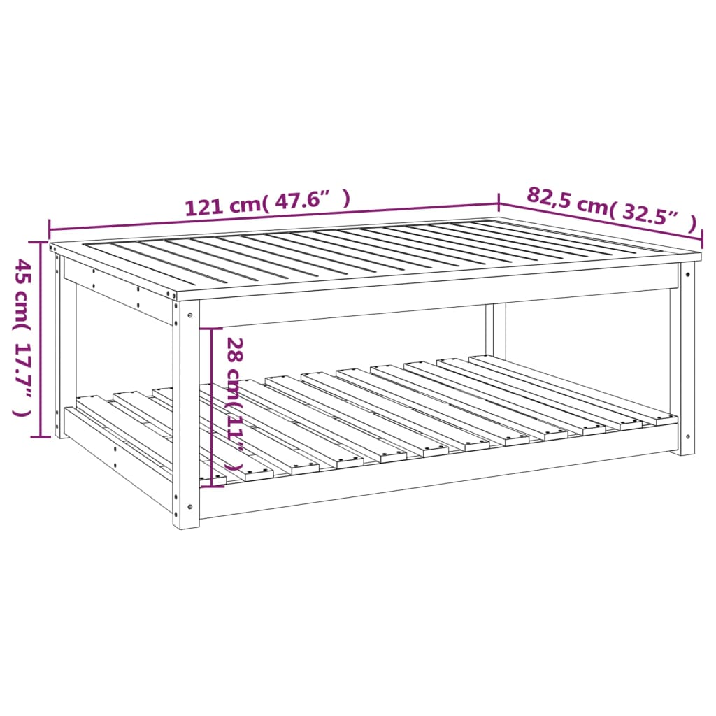 vidaXL Table de jardin 121x82,5x45 cm bois massif de douglas