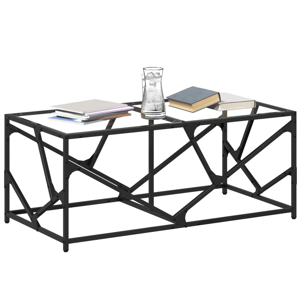 vidaXL Table basse avec dessus en verre transparent 98,5x50x41cm acier