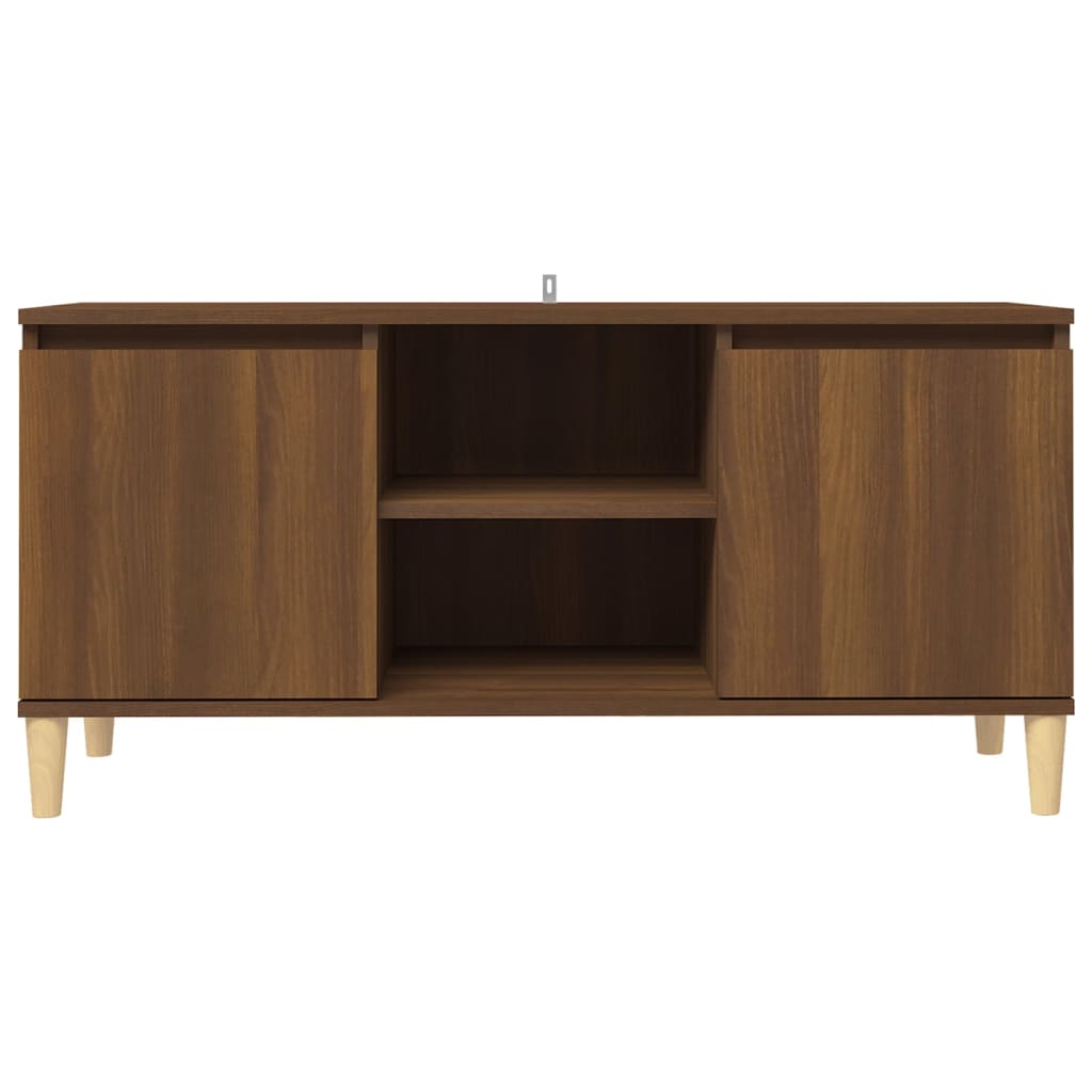 vidaXL Meuble TV avec pieds en bois massif Chêne marron 103,5x35x50 cm