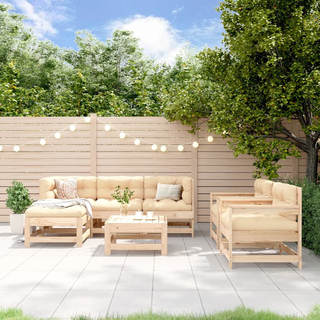 vidaXL Salon de jardin 7 pcs Bois de pin massif