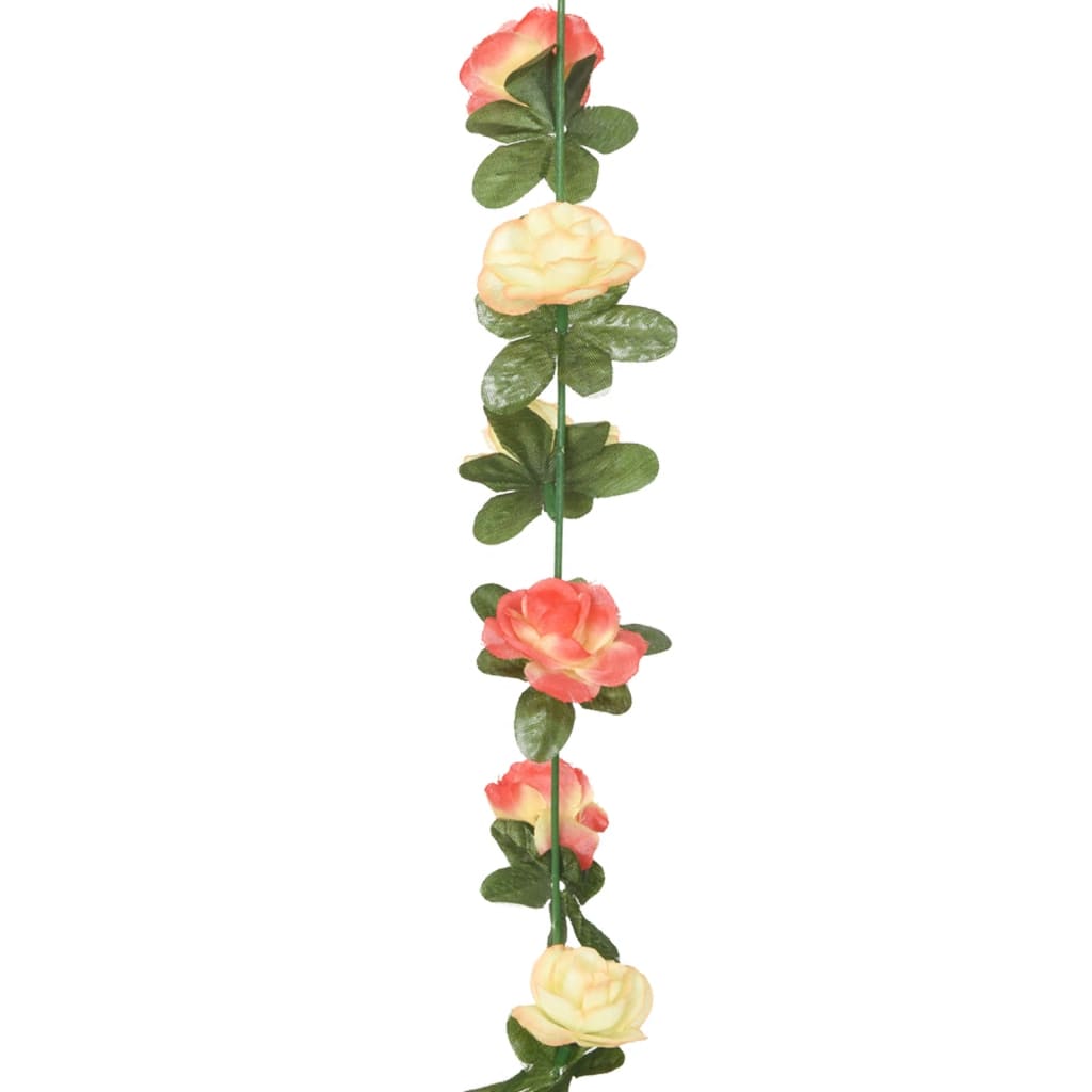 vidaXL Guirlandes de fleurs de Noël 6 pcs rose et champagne 240 cm