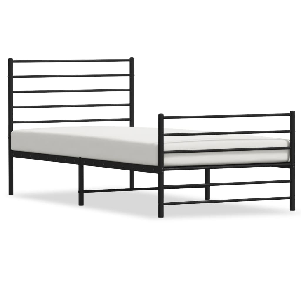 vidaXL Cadre de lit métal sans matelas avec pied de lit noir 107x203cm