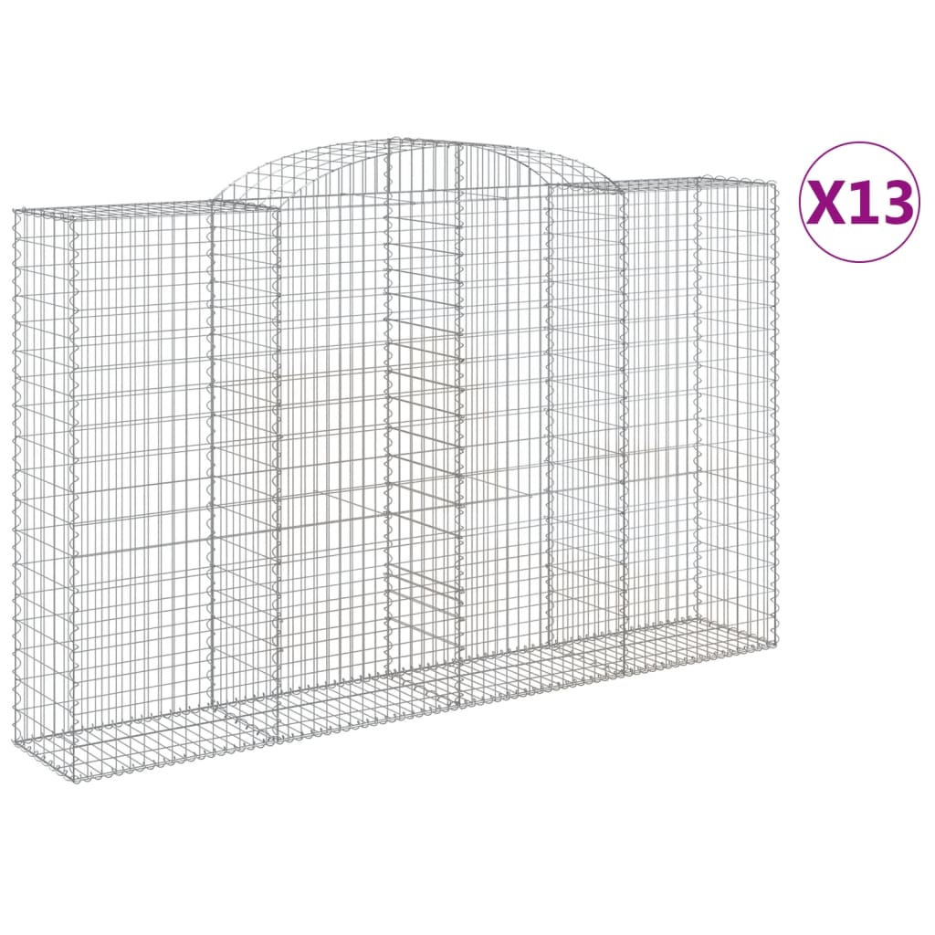 vidaXL Paniers à gabions arqués 13 pcs 300x50x180/200 cm fer galvanisé