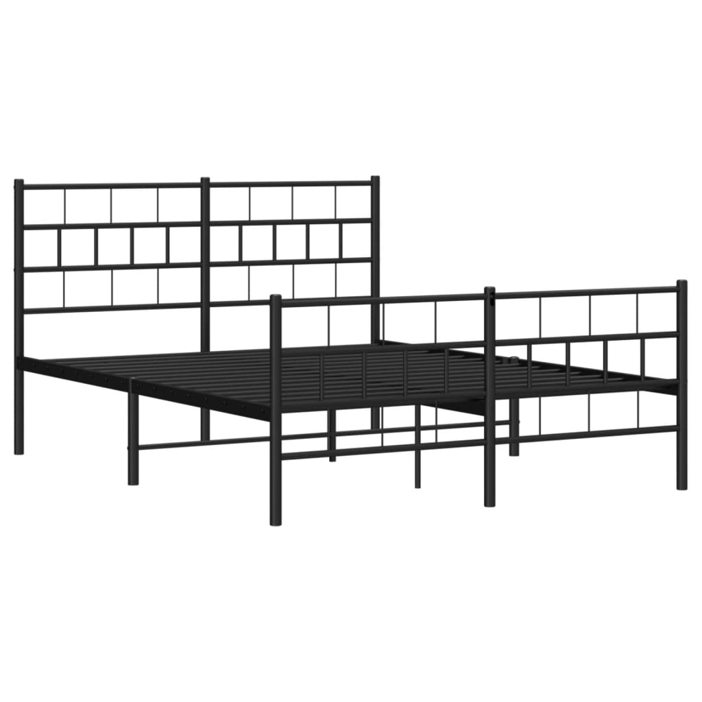 vidaXL Cadre de lit métal sans matelas avec pied de lit noir 150x200cm