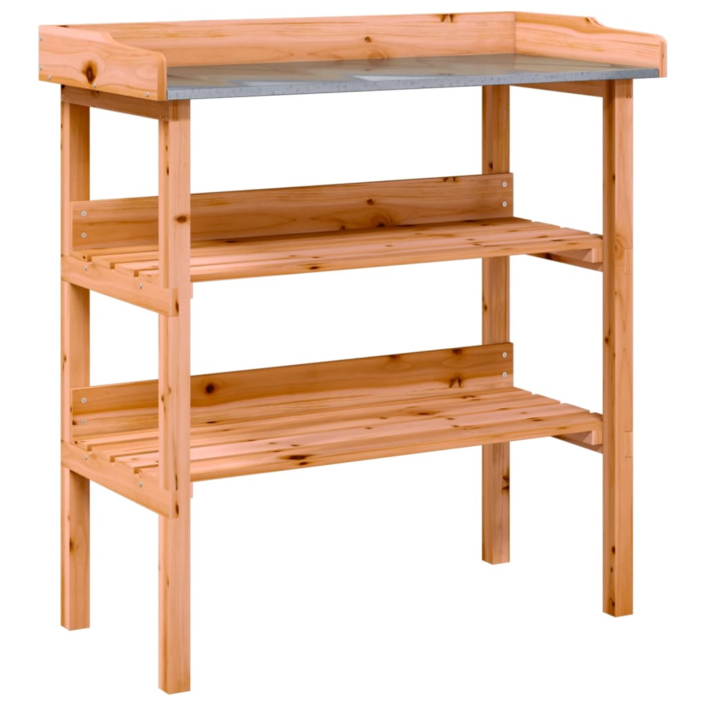 vidaXL Table à plantes avec étagères marron 78x38x82,5cm bois de sapin