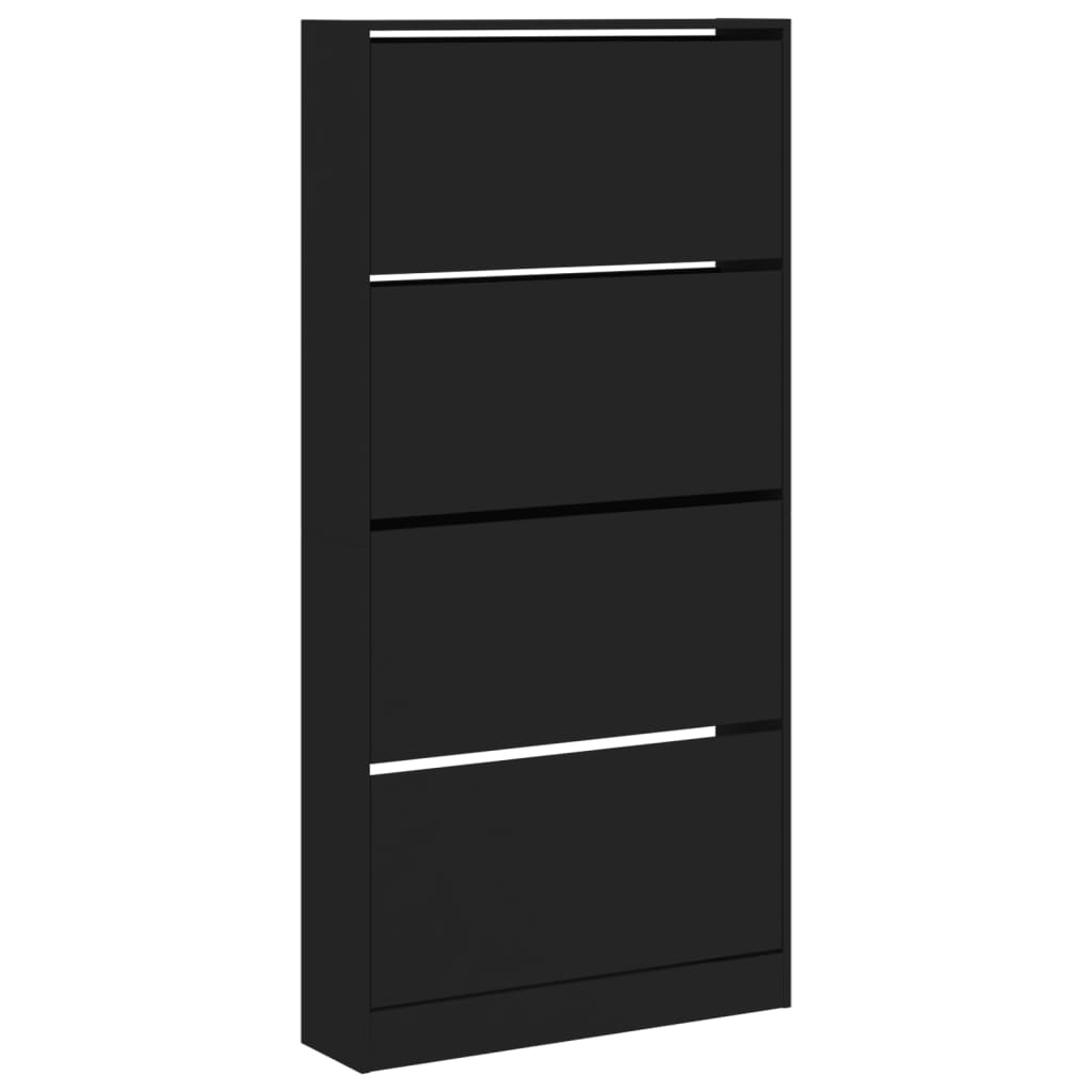 vidaXL Armoire à chaussures 4 tiroirs rabattables noir 80x21x163,5 cm