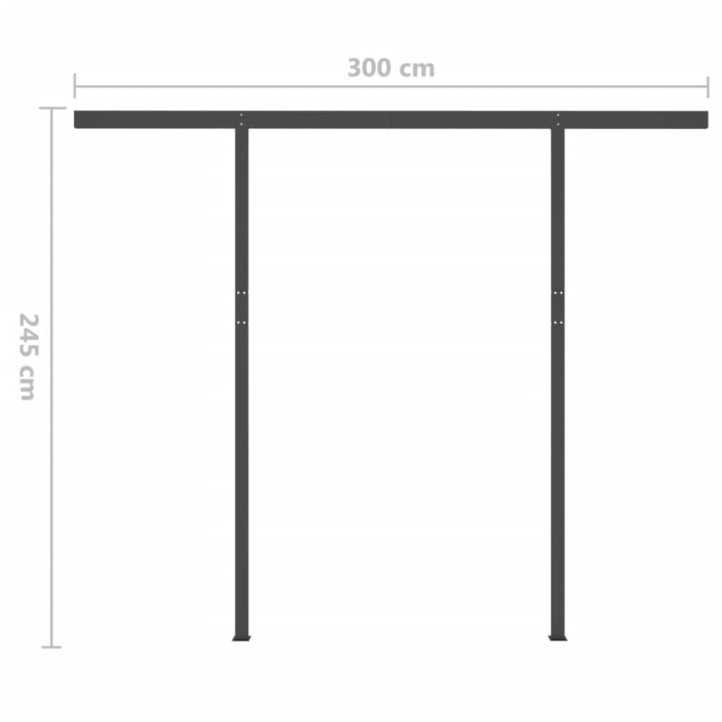 vidaXL Auvent manuel rétractable avec poteaux 3,5x2,5 m Bleu et blanc